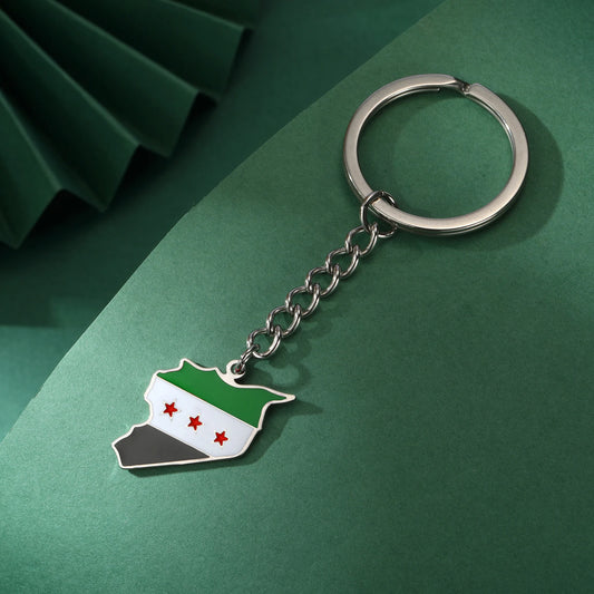 SYRIA MAP & FLAG KEYCHAIN